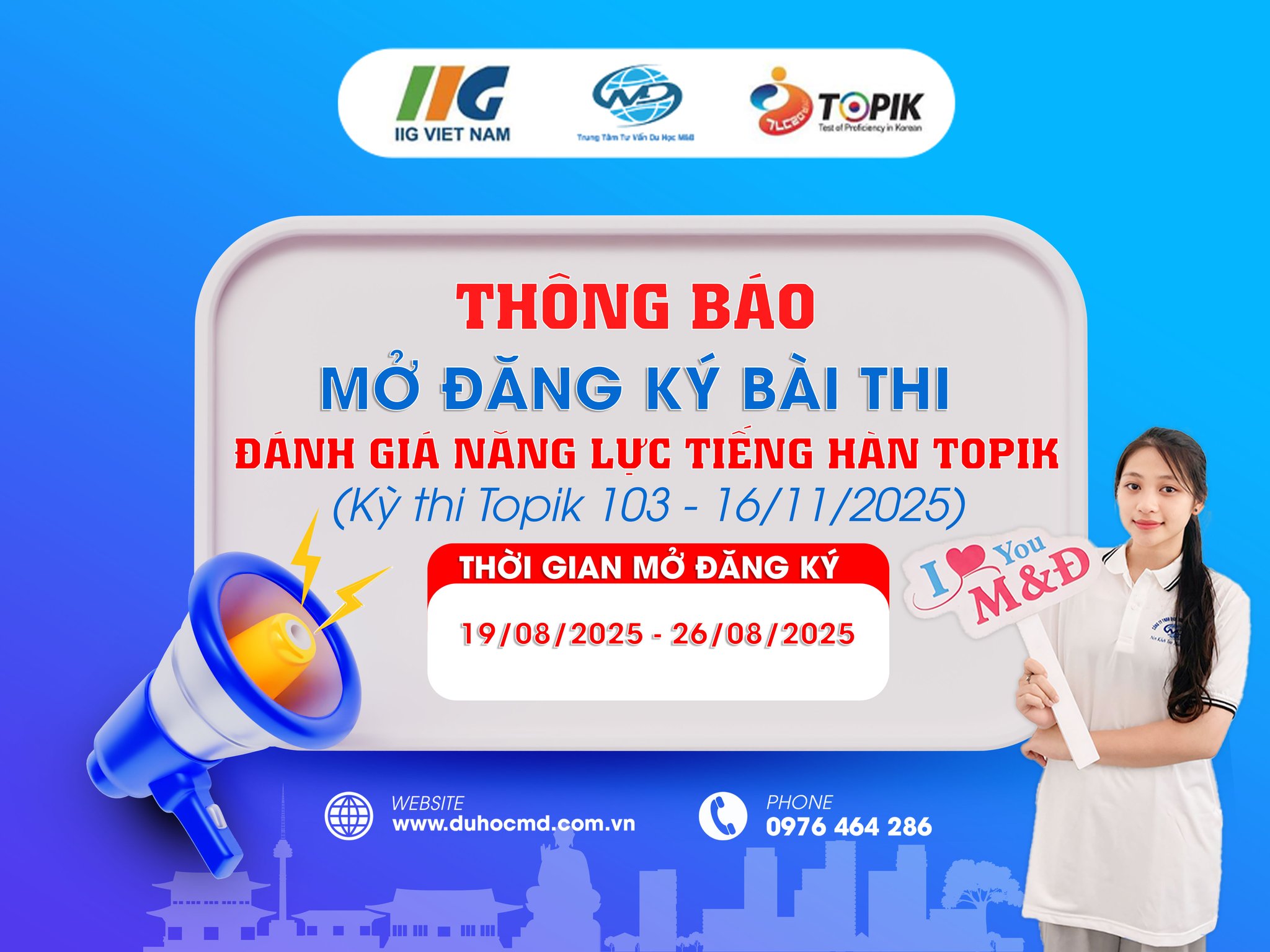 THÔNG BÁO: MỞ ĐĂNG KÝ KỲ THI TOPIK LẦN THỨ 103